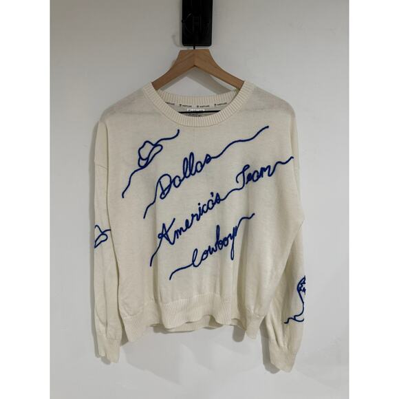 Kadyluxe Dallas Cowboys Love Letter Sweater WHT/BLU XL - Picture 2 of 7